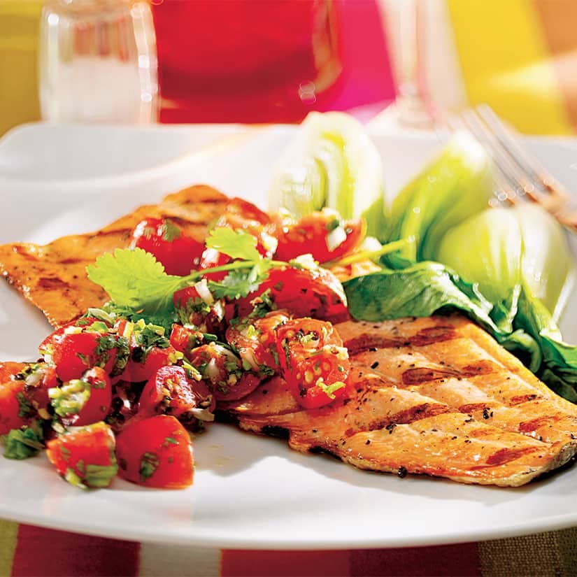 Filets de truite, relish aux tomates cerises