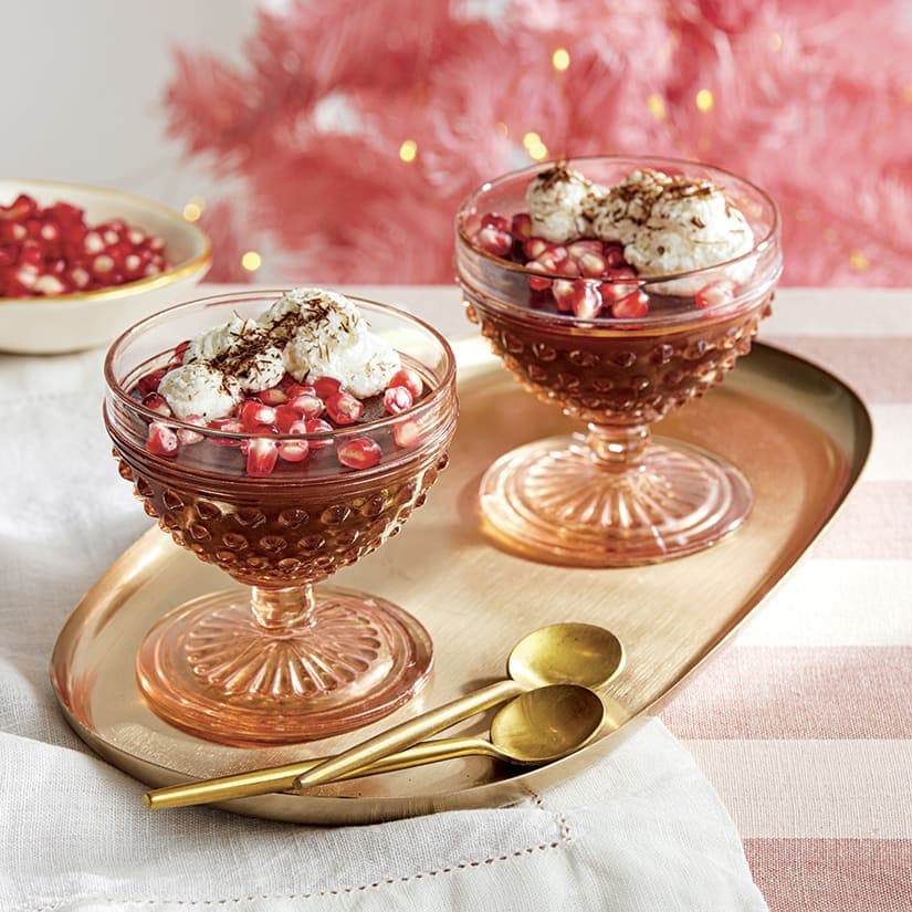 Verrines choco-grenade, chantilly au gingembre