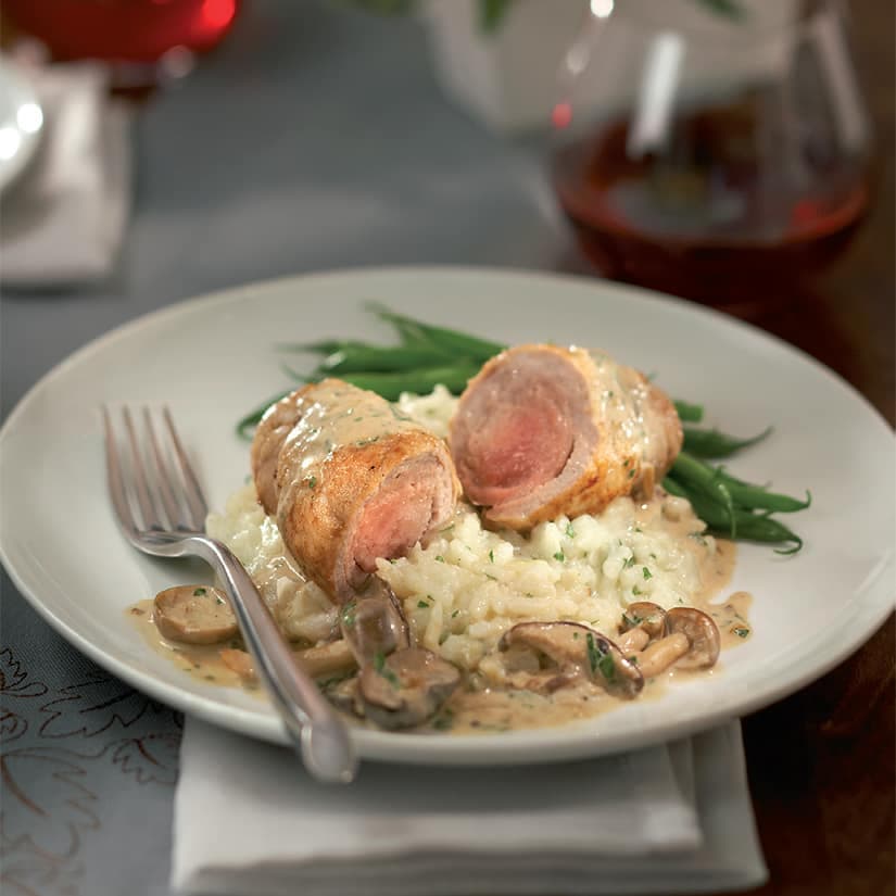 Roulades de veau, sauce crémeuse aux champignons