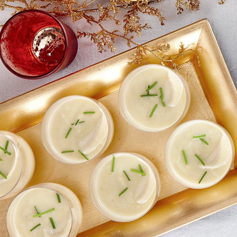 Shooters de potage au poireau et au fenouil