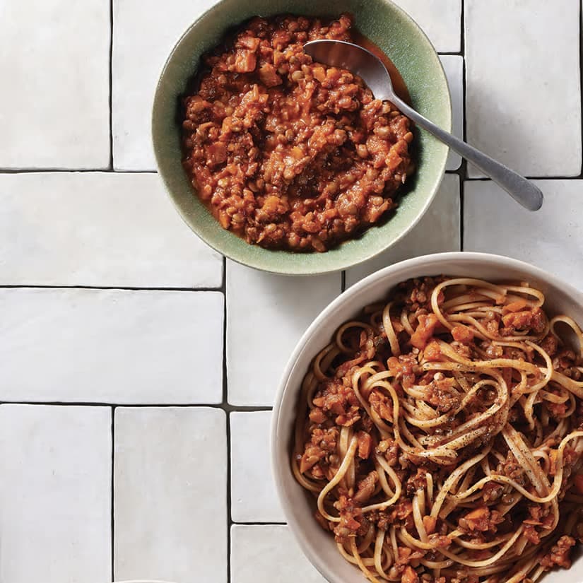 Sauce bolognaise végé aux lentilles et aux noix