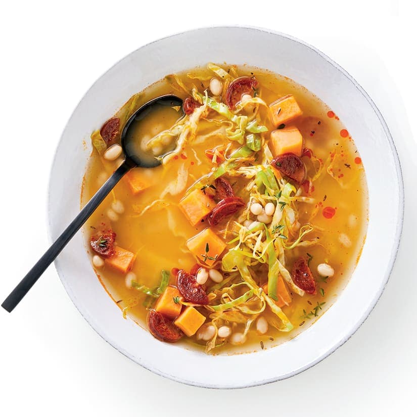 Soupe au chou et au chorizo