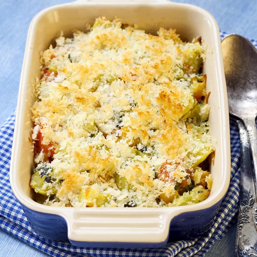 Gratin de maïs, garniture croustillante