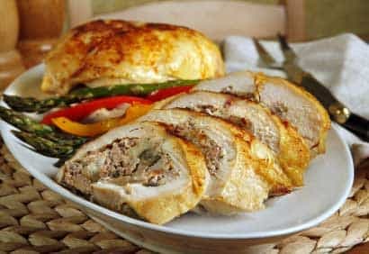Poitrines de poulet farcies au fromage de chèvre