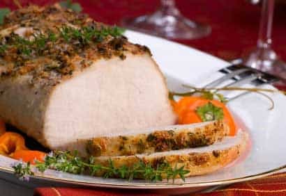 Rôti de porc au pesto de coriandre