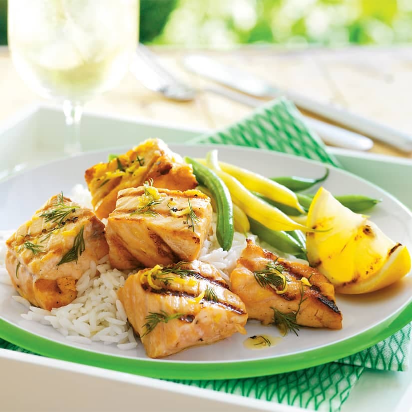 Brochettes de saumon à l'aneth