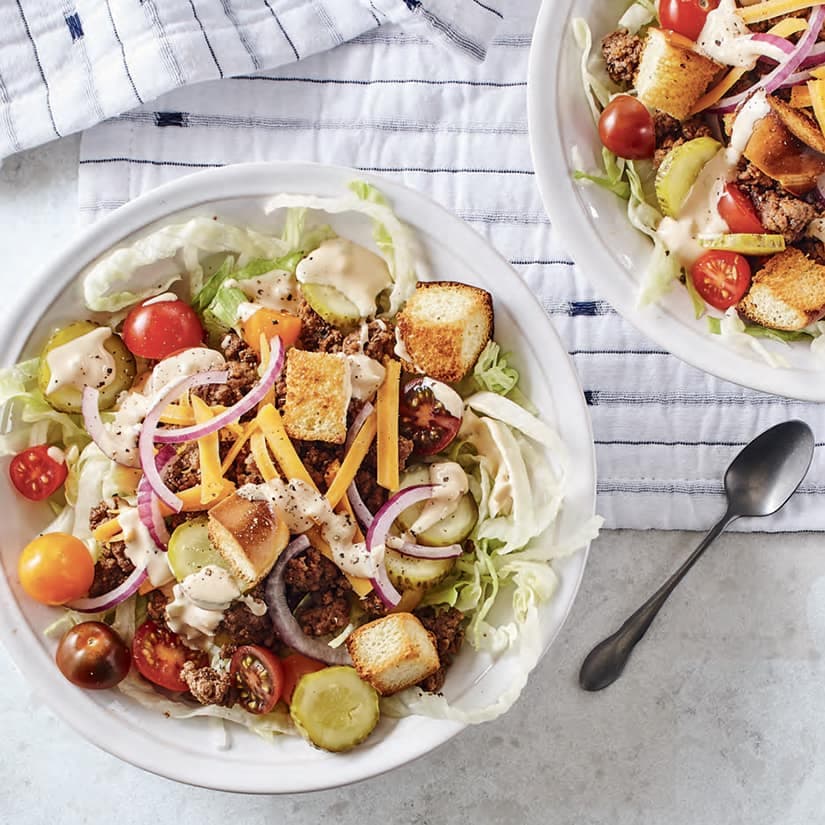 Salade aux saveurs de cheeseburger