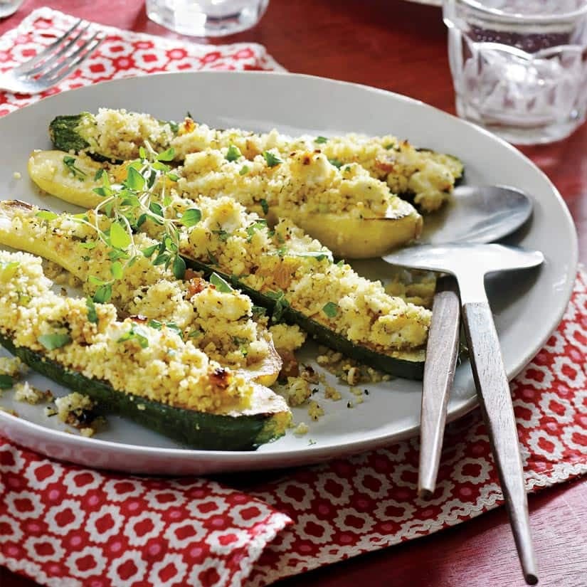 Courgettes farcies couscous et chèvre
