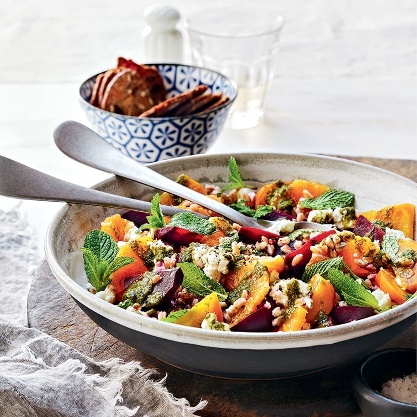 Salade de farro, betteraves et clémentines
