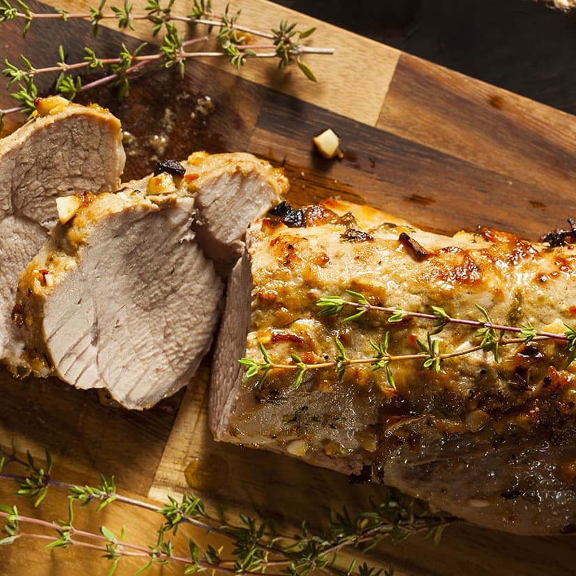 Rôti de porc à la moutarde et au thym
