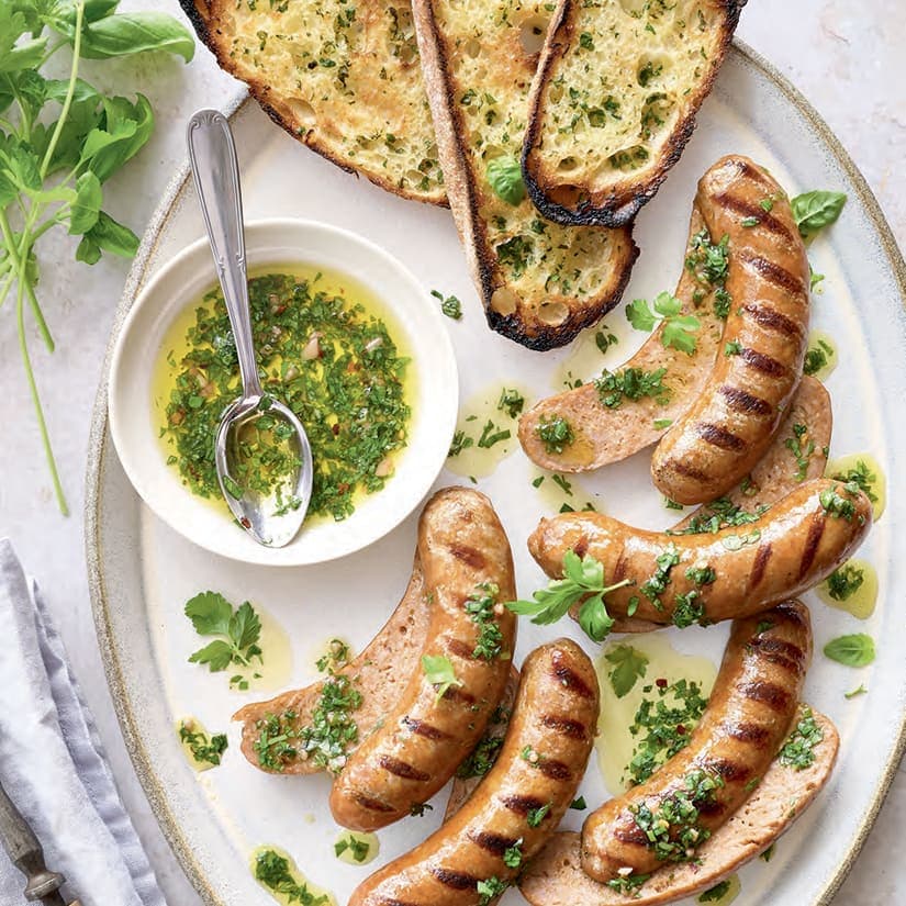 Saucisses italiennes, chimichurri herbes locales