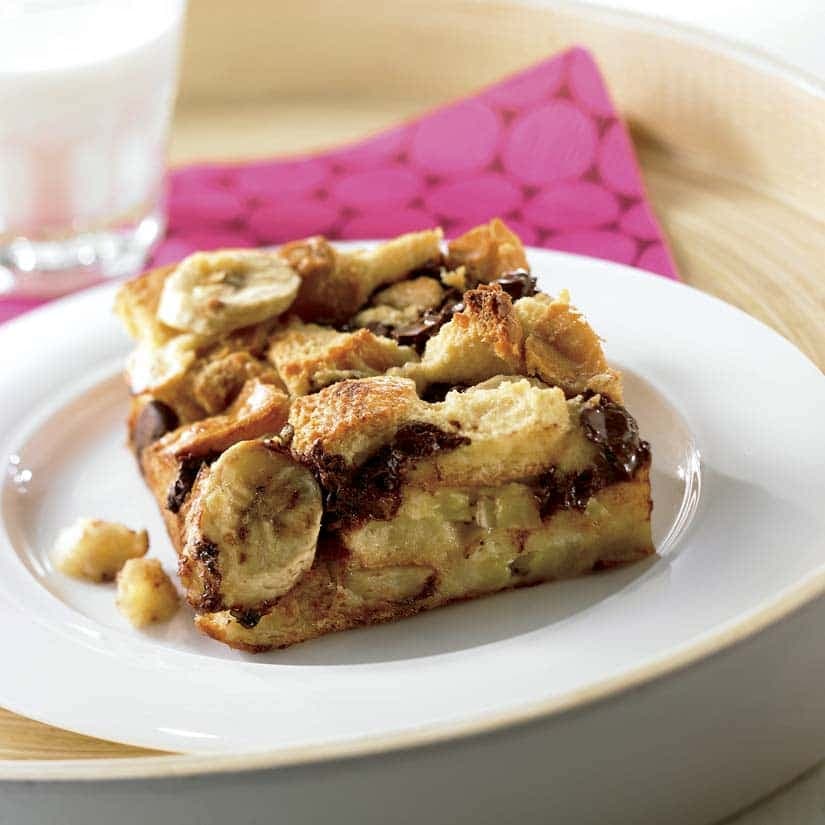 Pouding au pain aux bananes et au chocolat