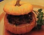 Citrouille farcie, porc, persil et sauce orange