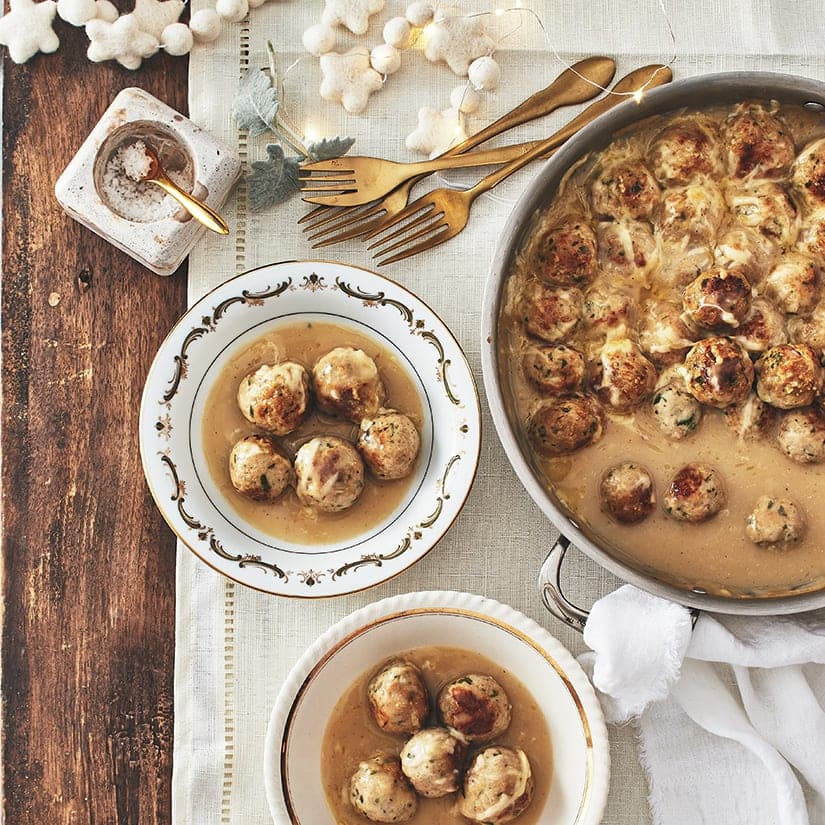 Boulettes de dindon au vin blanc et au gruyère