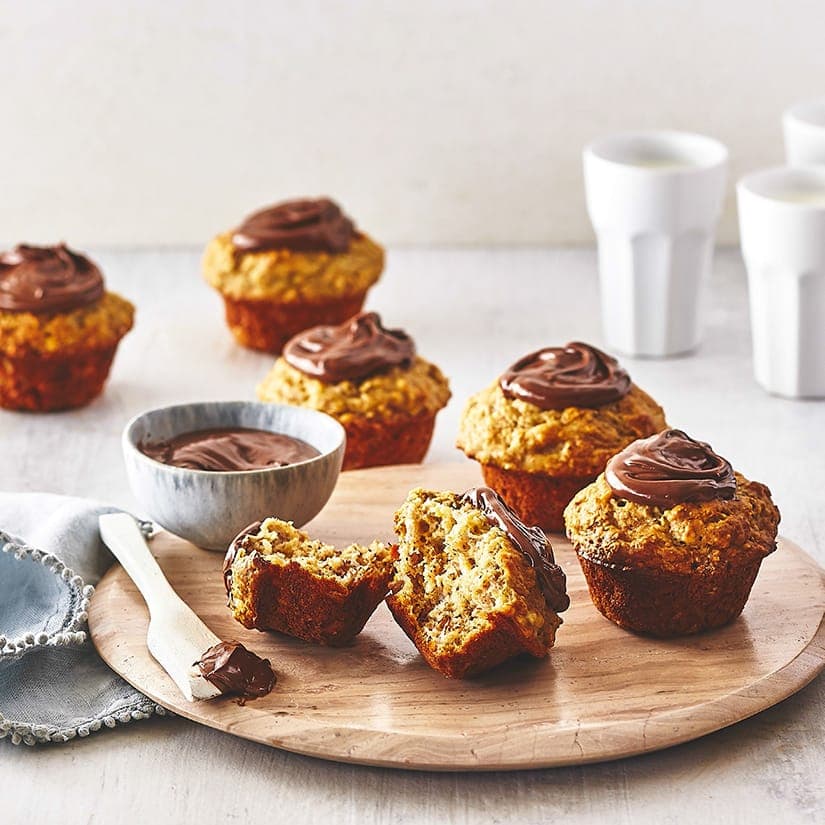 Muffins au babeurre, aux bananes et au Nutella®
