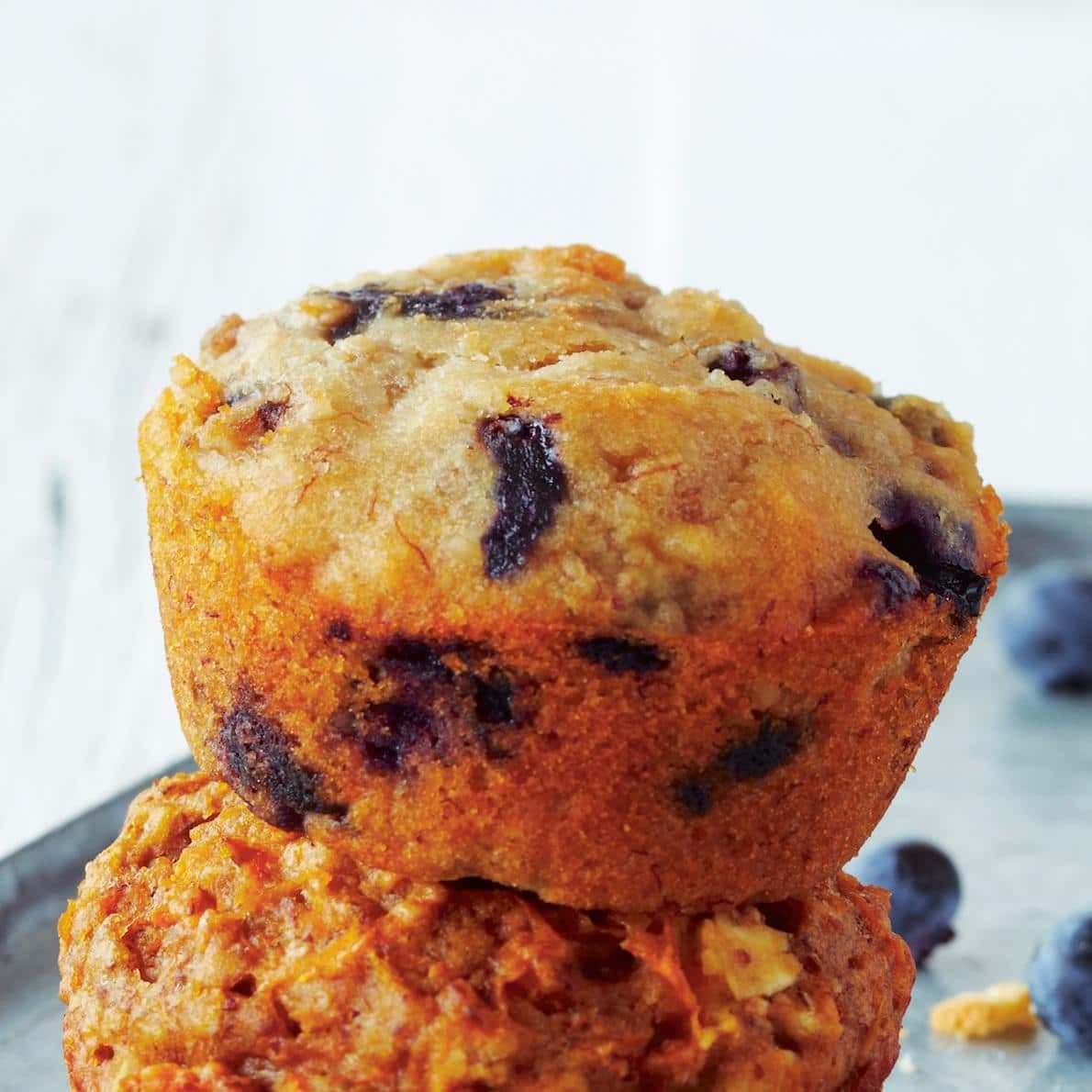 Muffins aux bananes, aux bleuets et aux amandes