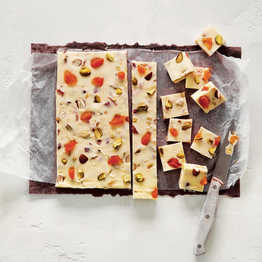 Fudge au chocolat blanc et aux pistaches