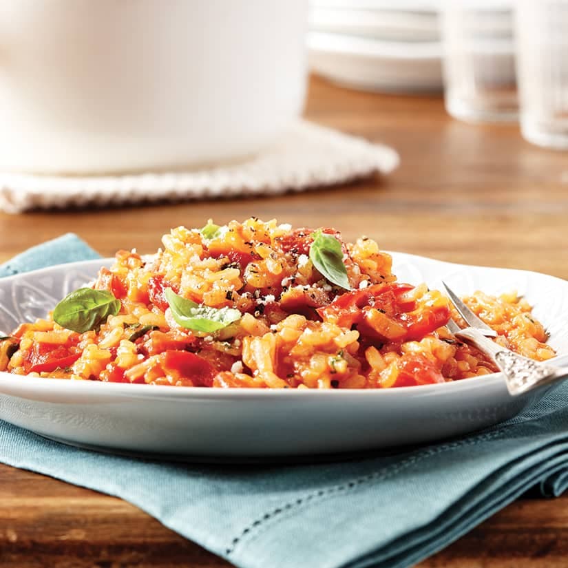 Risotto au four aux tomates et aux poivrons