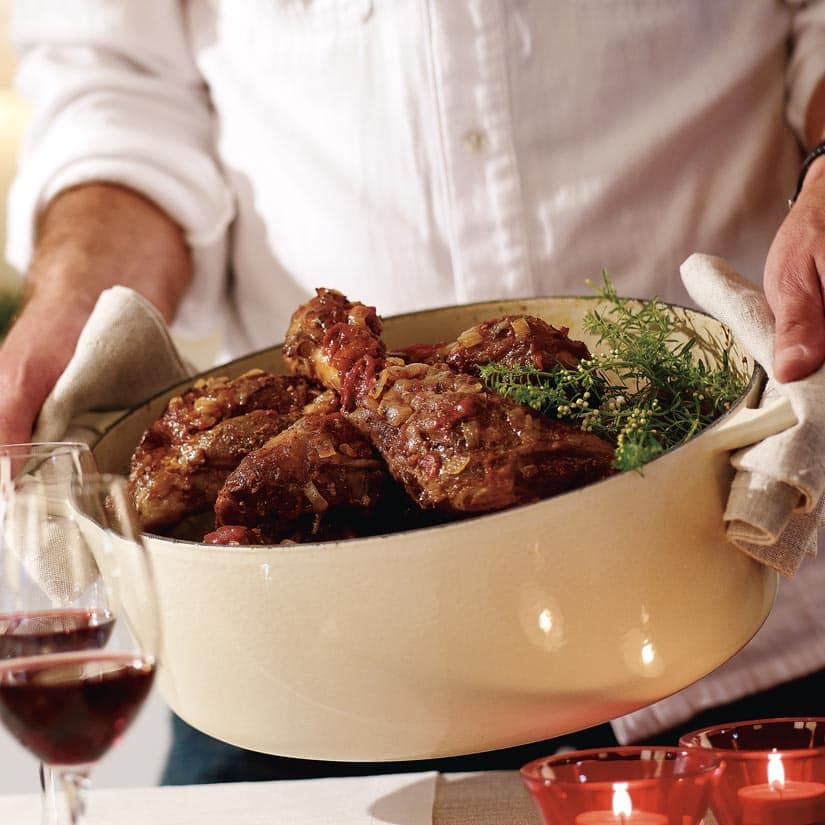 Jarrets d'agneau braisés aux tomates