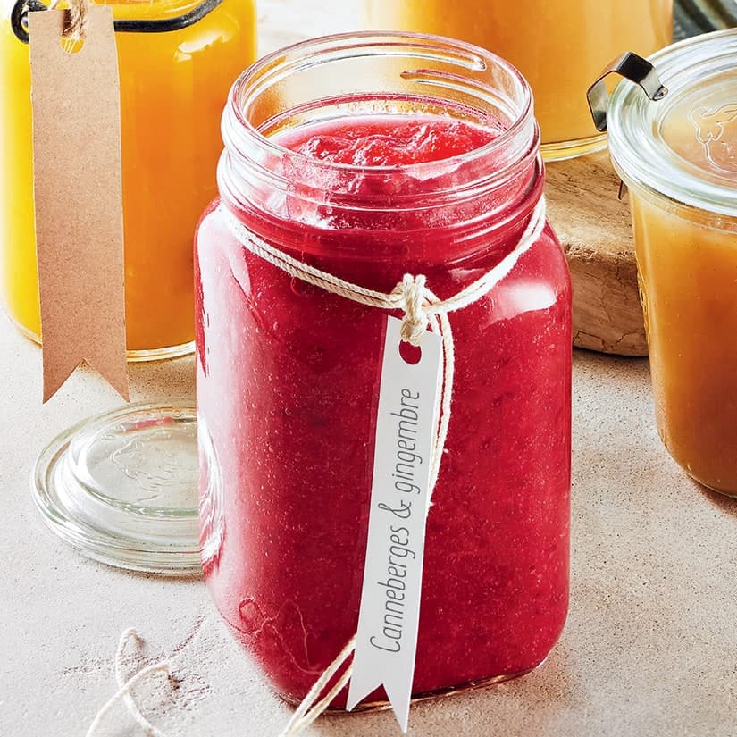 Compote de pommes, canneberges et gingembre