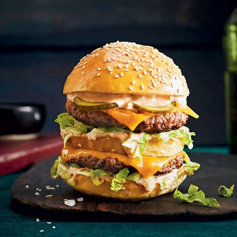 Burgers doubles au boeuf et au fromage