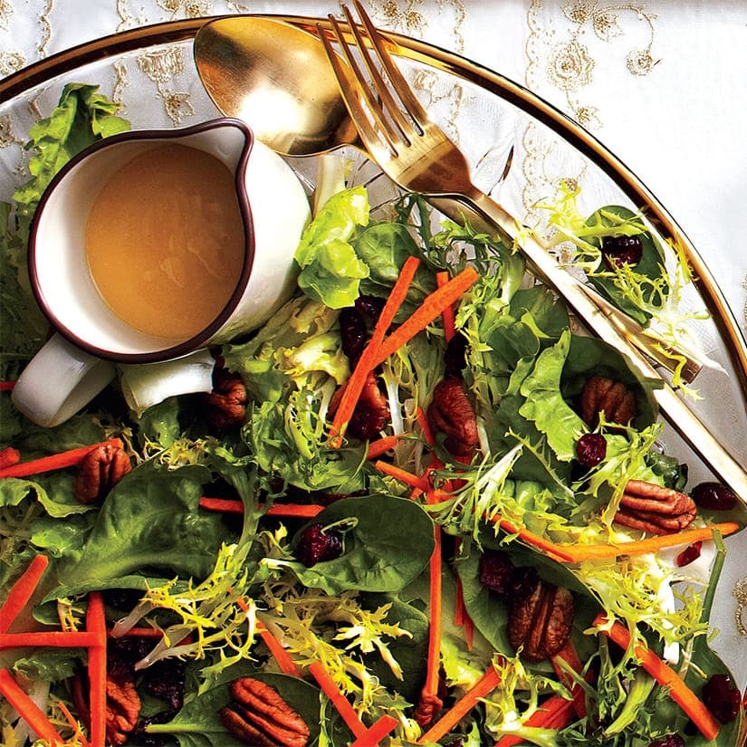 Salade verte, vinaigrette crémeuse au tahini