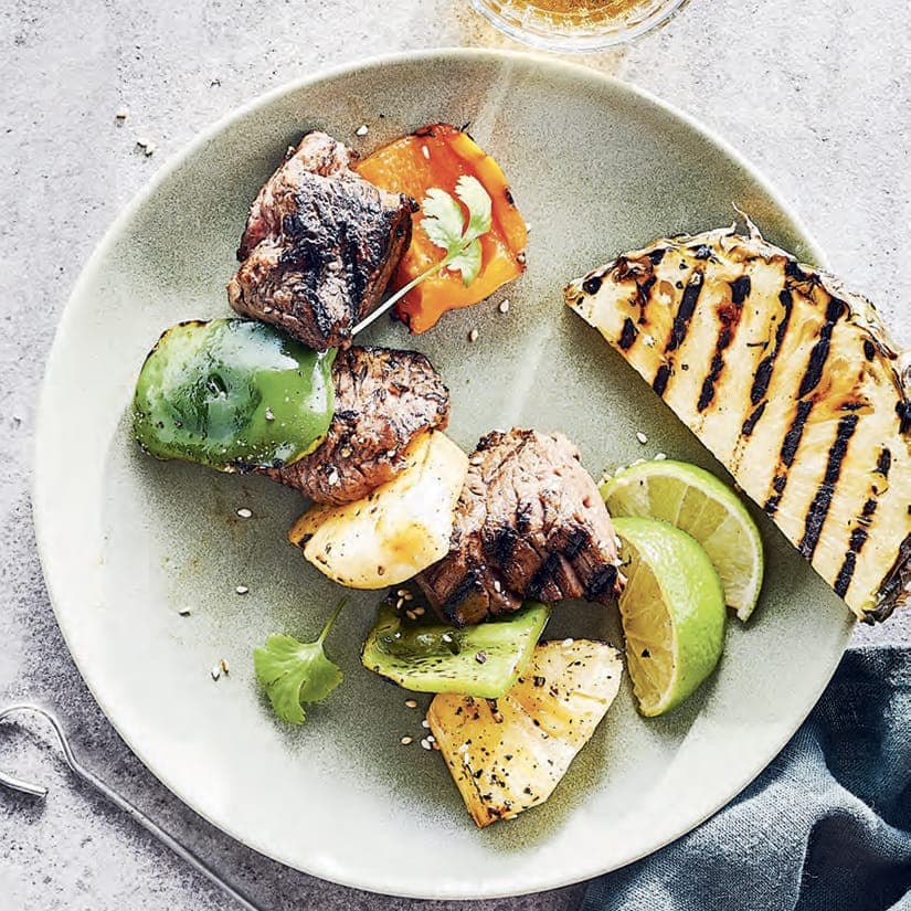 Brochettes de bœuf à l’ananas