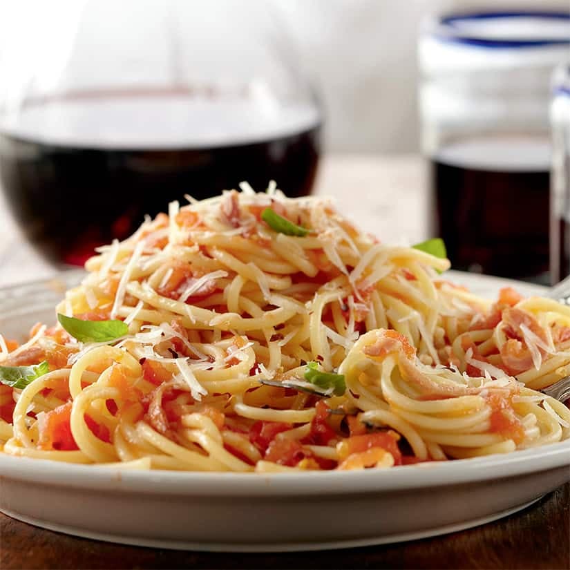 Spaghettis all'amatriciana