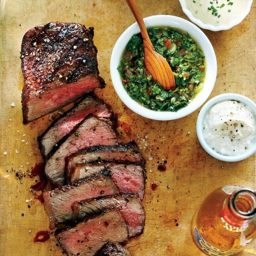 Bifteck de surlonge, sauce piquante à la coriandre