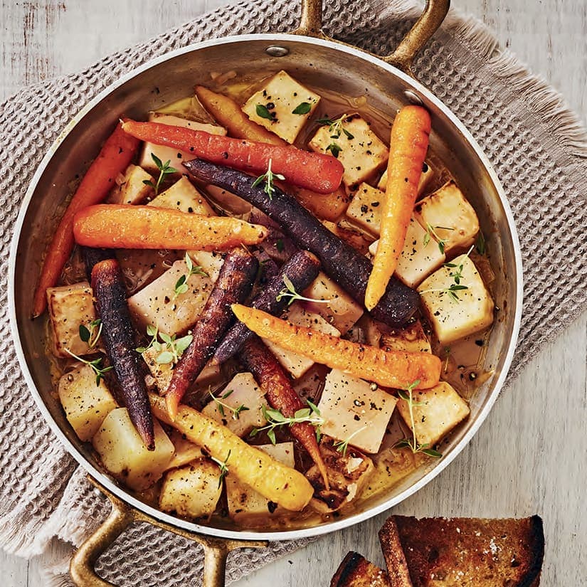 Céleri-rave et carottes braisés aux agrumes