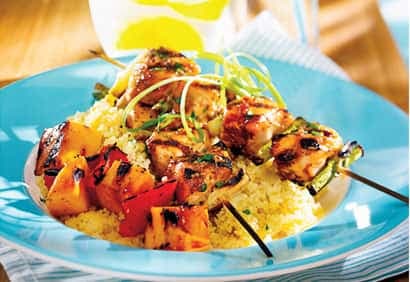 Brochettes de poulet et de mangue
