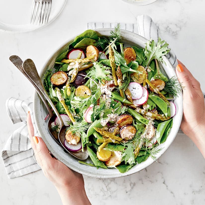 Salade de verdure aux asperges et aux grelots