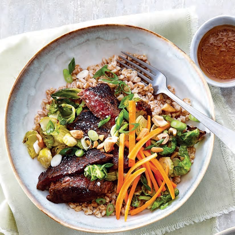 Bols bifteck et farro