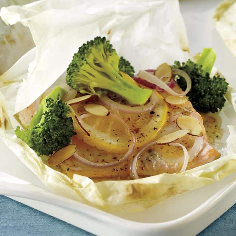 Papillote de saumon et brocoli