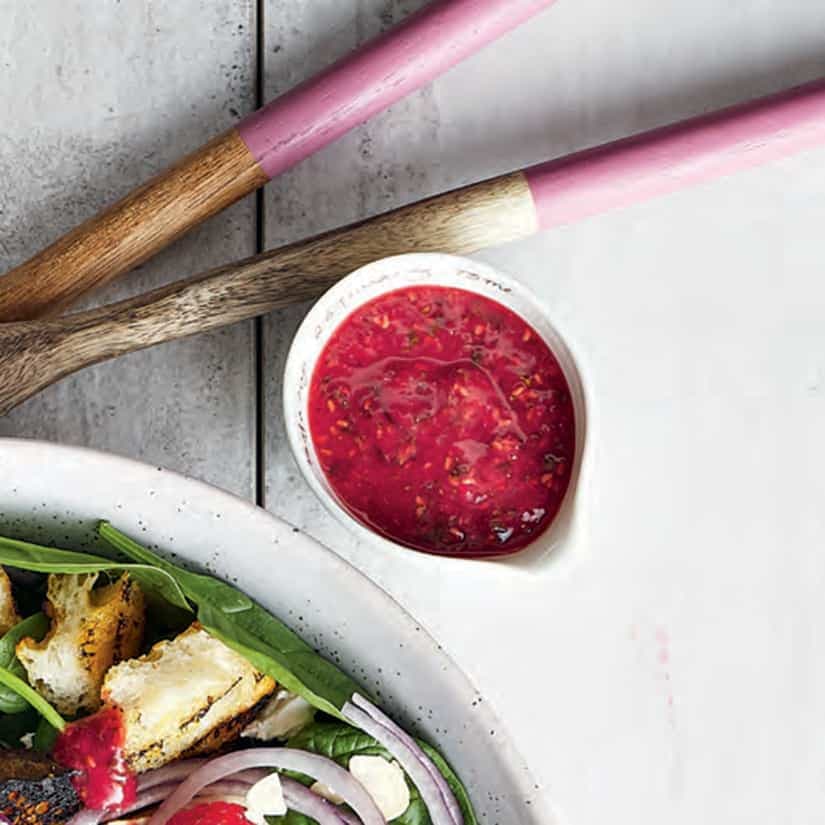 Vinaigrette aux framboises et au basilic