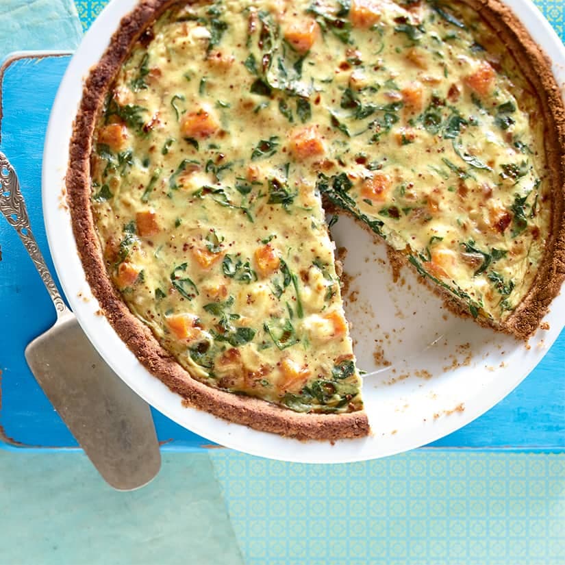 Quiche au tofu, aux épinards et à la courge