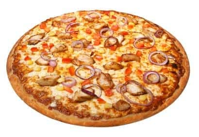 Pizzas au poulet et aux légumes grillés