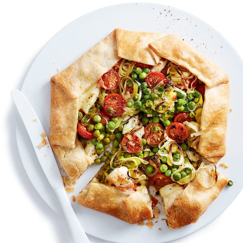 Tarte rustique aux poireaux et aux petits pois