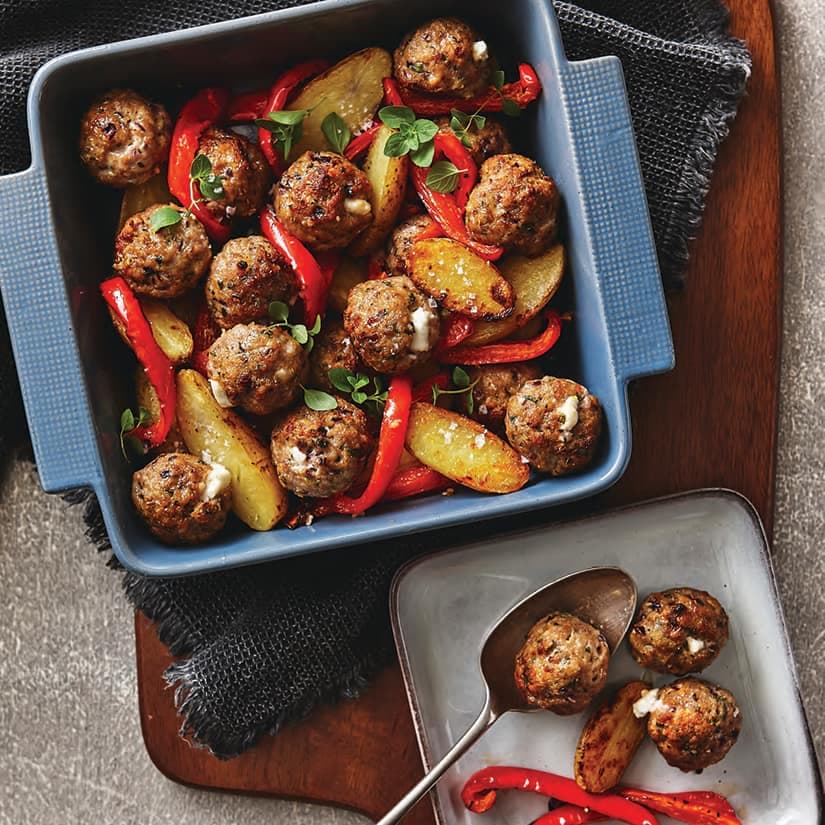 Boulettes de porc à la grecque farcies au féta