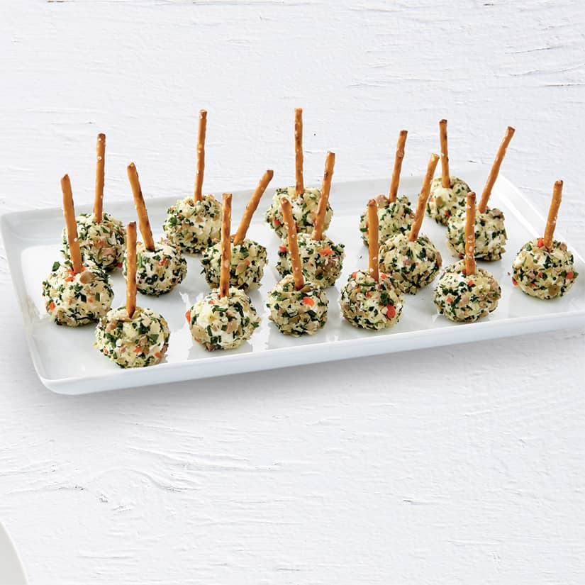 Bouchées de fromage aux olives farcies