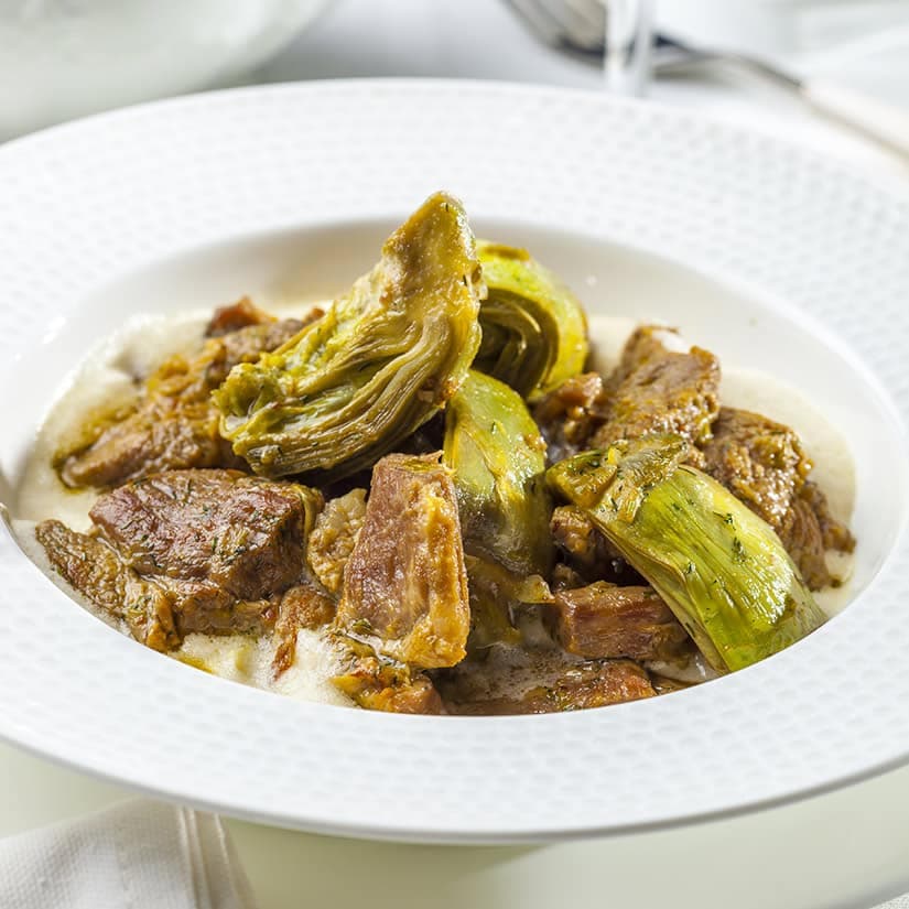 Tajine d'agneau aux artichauts et à la menthe