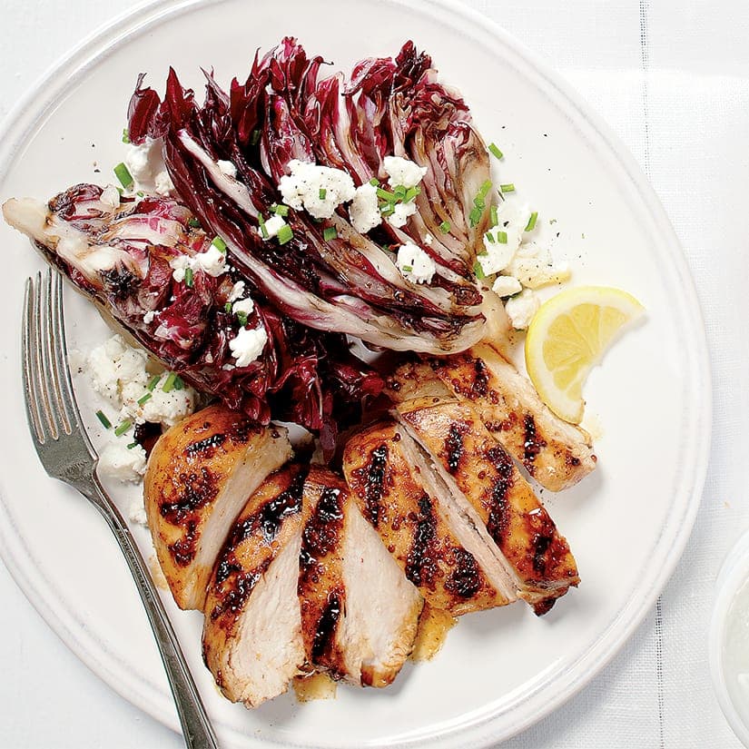 Poitrines de poulet et radicchios au balsamique