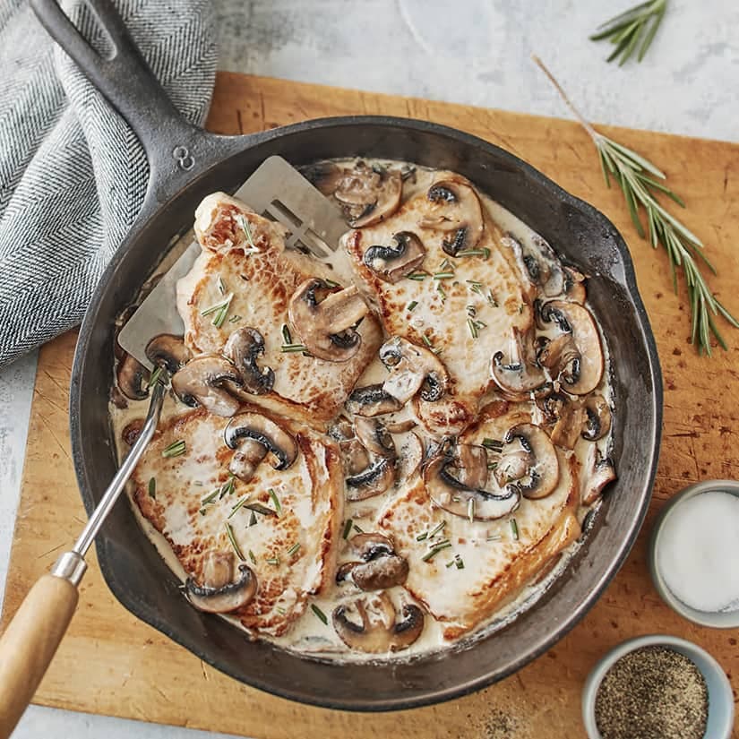 Côtelettes de porc aux champignons