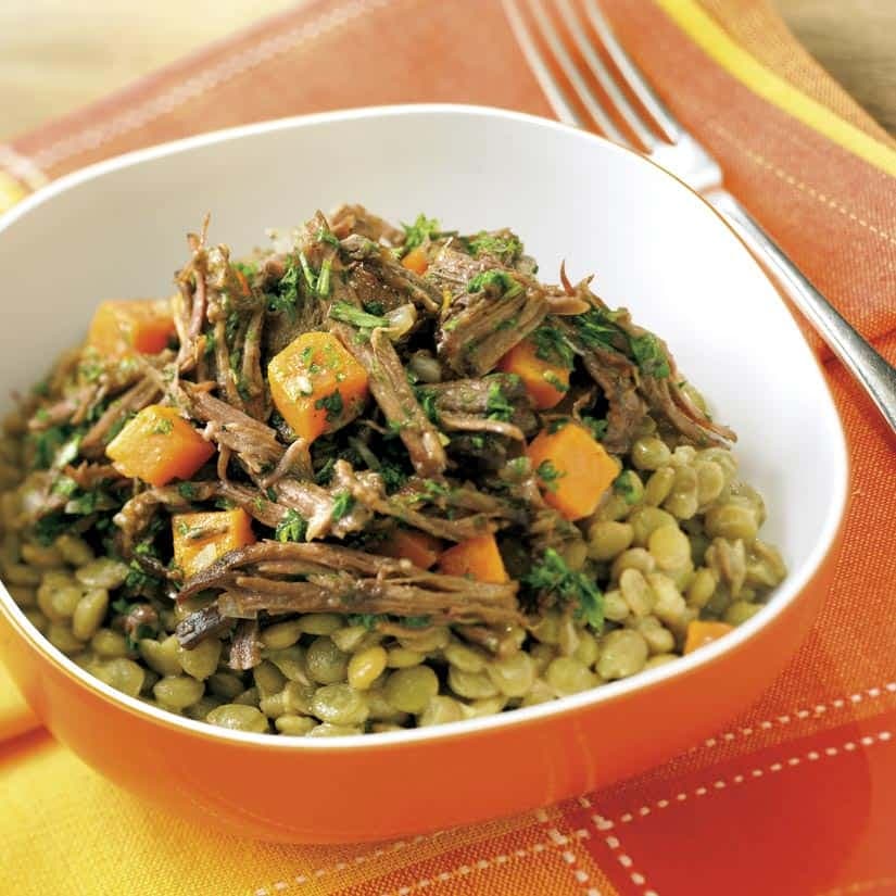 Salade chaude de boeuf aux lentilles