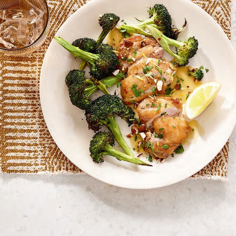 Poulet et brocoli, sauce citronnée
